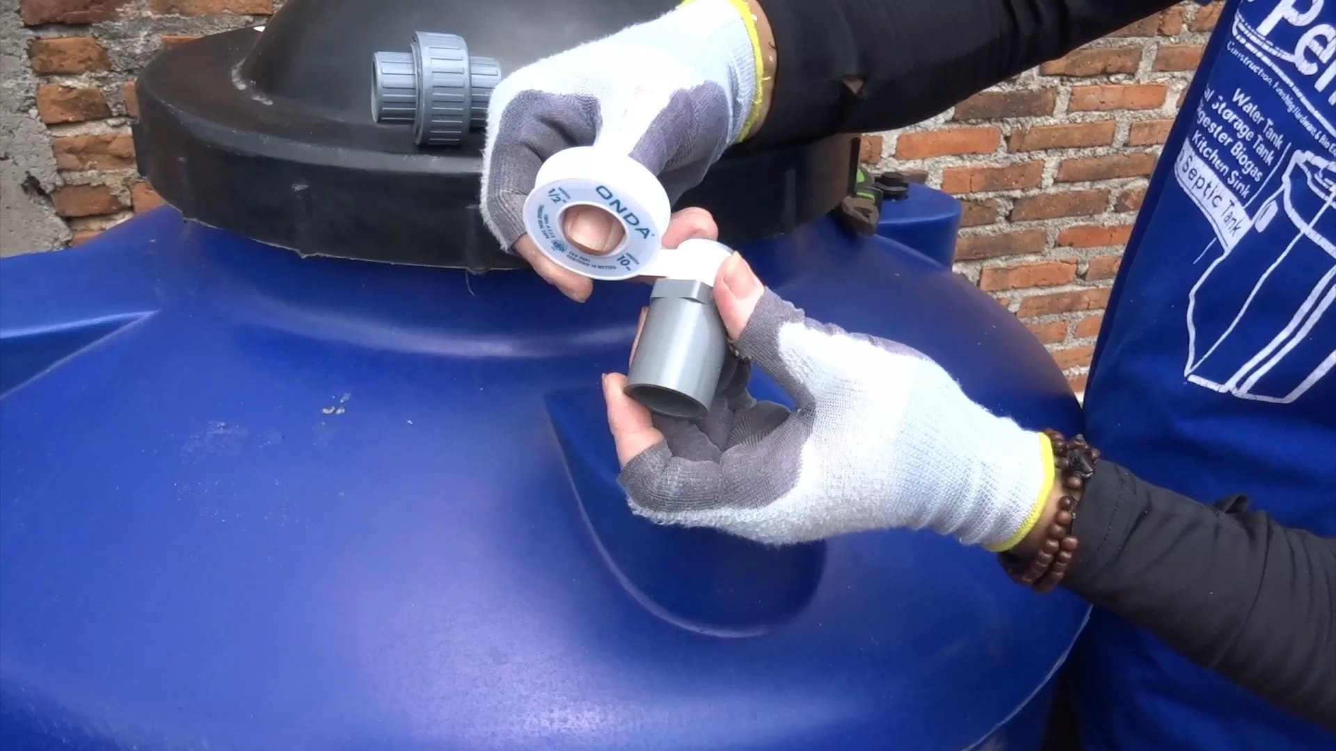 sok drat tandon air, seal tape, instalasi tandon air