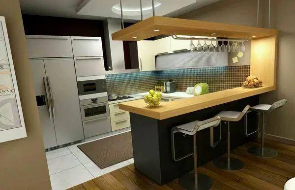 Dapur minimalis dengan desain meja bar